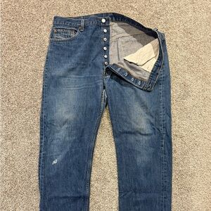 Vintage Levis 501 Jeans Mens 42x34 Blue Button Fly Original Made In USA 1980s‎ *